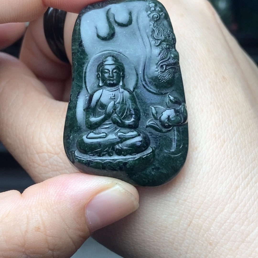 未镶嵌蛇纹石玉颈饰一念佛一念魔