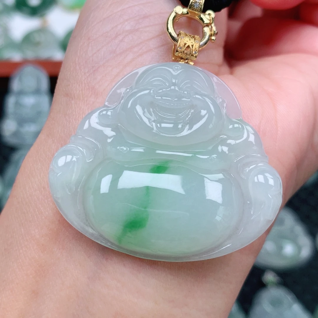 翡翠吊坠(不含链)18K金镶嵌