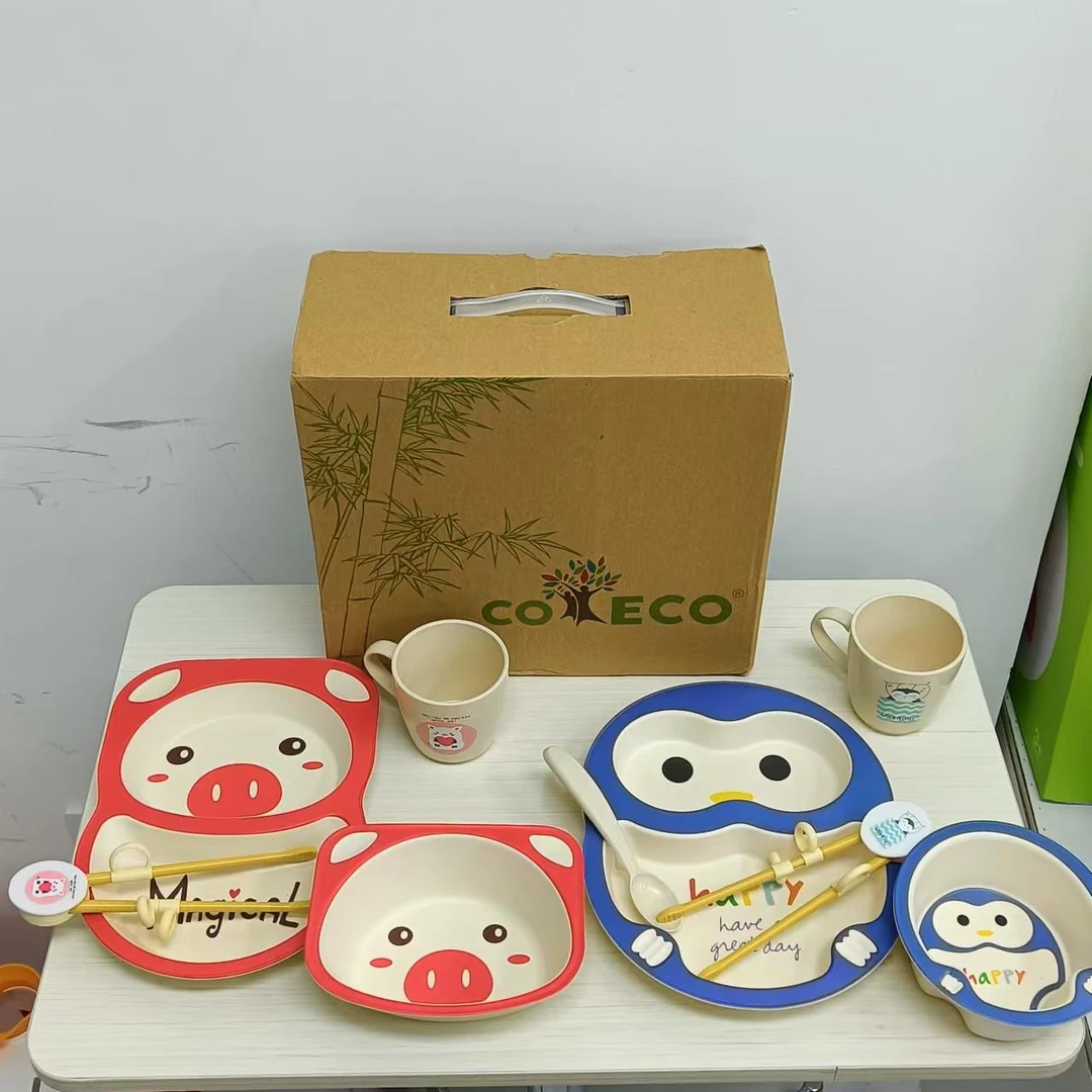 餐盘竹纤维餐具套餐 处理货 随机发