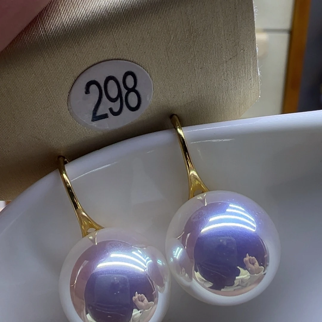 淡水珍珠银S925镶嵌耳饰