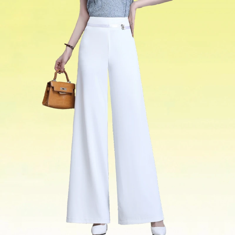 交谊舞阔腿裤女高腰新款摩登舞国标舞长裤白色时尚高档广场舞舞裤