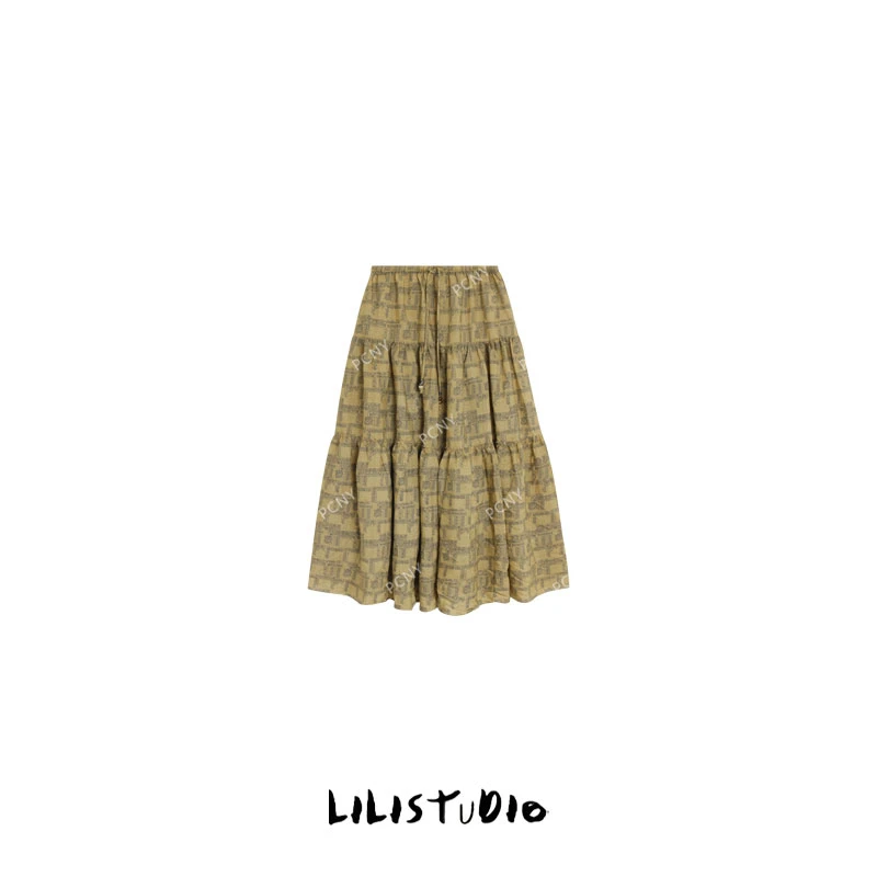 「玛雅绮纹」不理理夏季新款小众女装度假风复古印花宽松半身裙