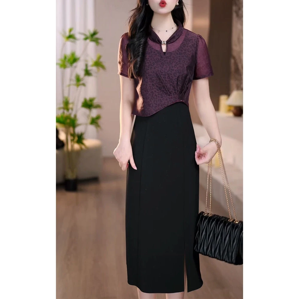 高档冰丝绉外披精纺连衣裙两件套2025夏季新款时尚优雅显瘦套装裙