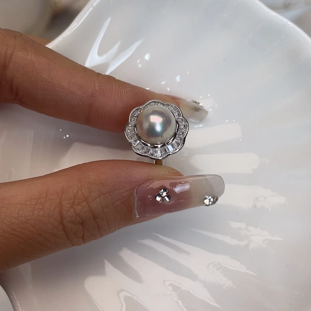 海水珍珠戒指银S925镶嵌