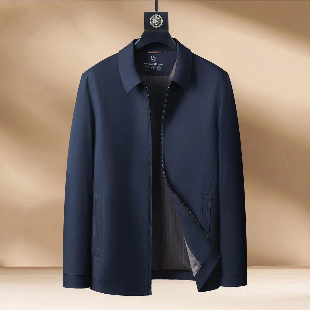 DOSENPLO/度森保罗高档夹克男春秋中老年商务行政翻领外套上衣