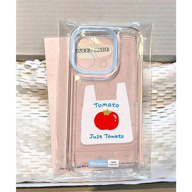 波点袋子西红柿适用苹果16promax手机壳iPhone15小众14透明13软壳