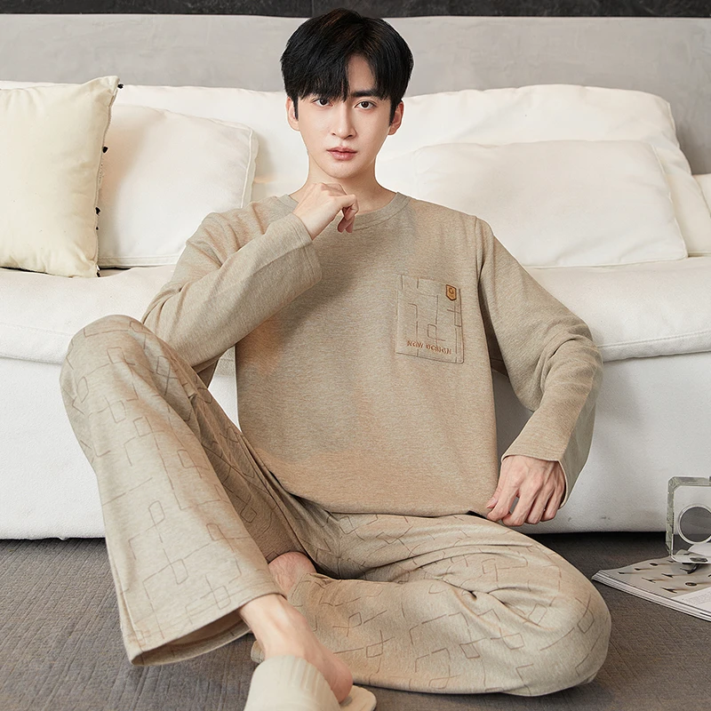 2025冬季新款男士睡衣德绒羊绒保暖加厚长袖长裤可外穿家居服套装