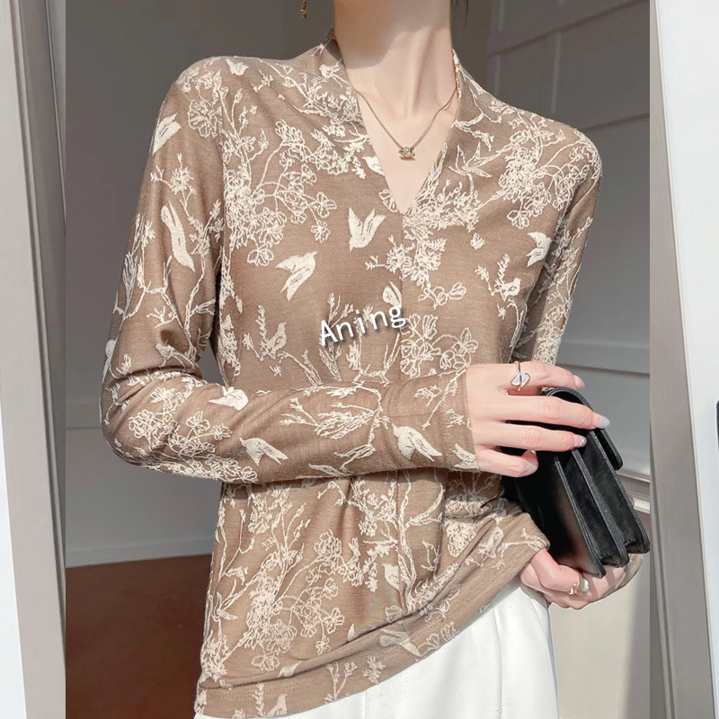 女神节福利【夏季凉感】知性气质V领针织长袖衫