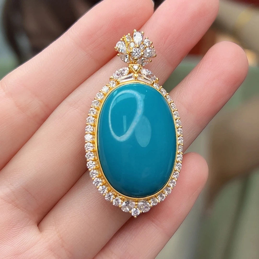 绿松石18K金镶嵌珠宝奇石