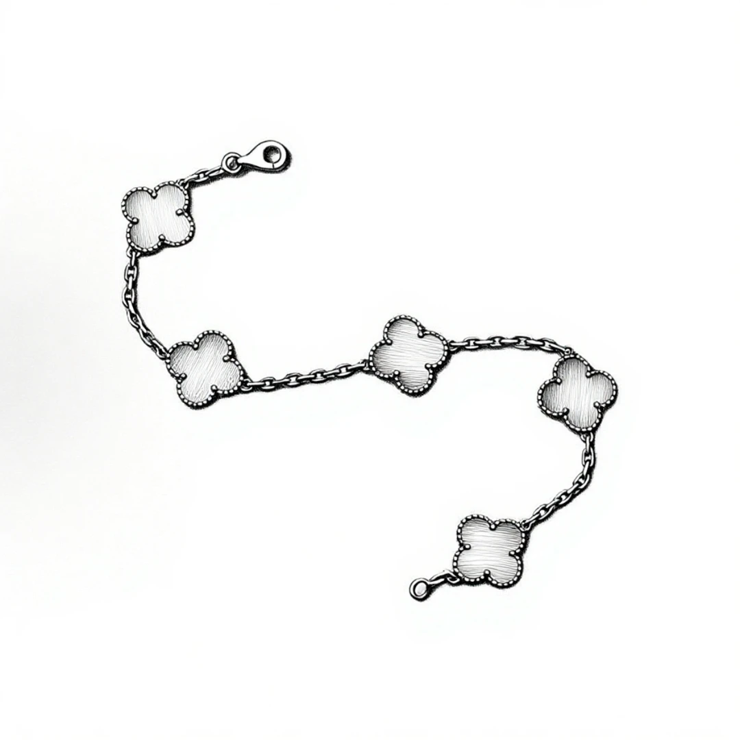 合成金属手链 四叶草五花手链 (v金版本) 高保色