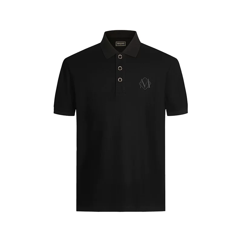 曼加龙25年春夏商务休闲男士刺绣Polo短袖男轻奢痞帅男装1225