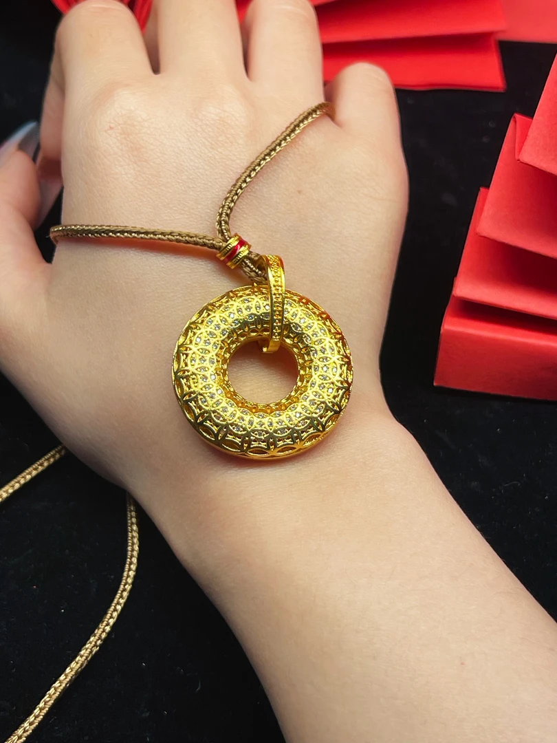 平安扣满钻真言项链