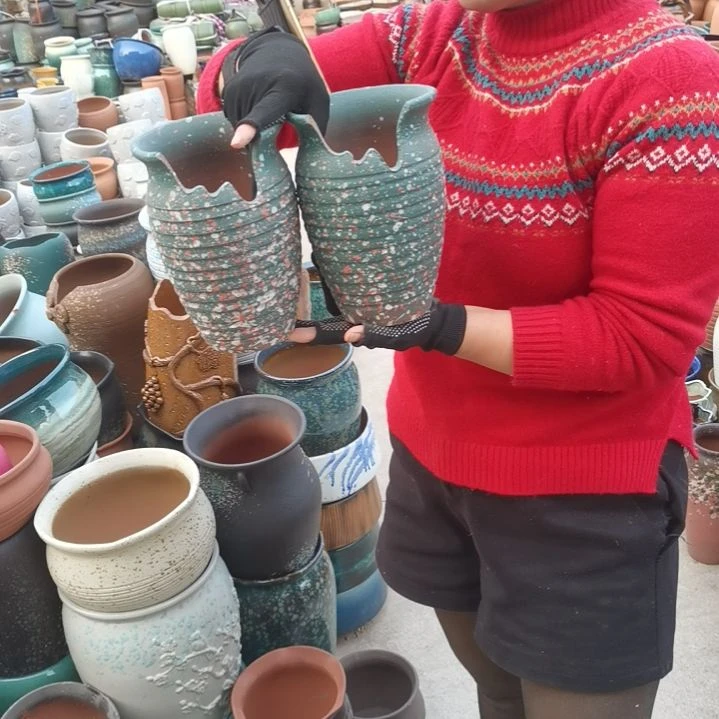 红陶14口21高瑕疵两个盆子