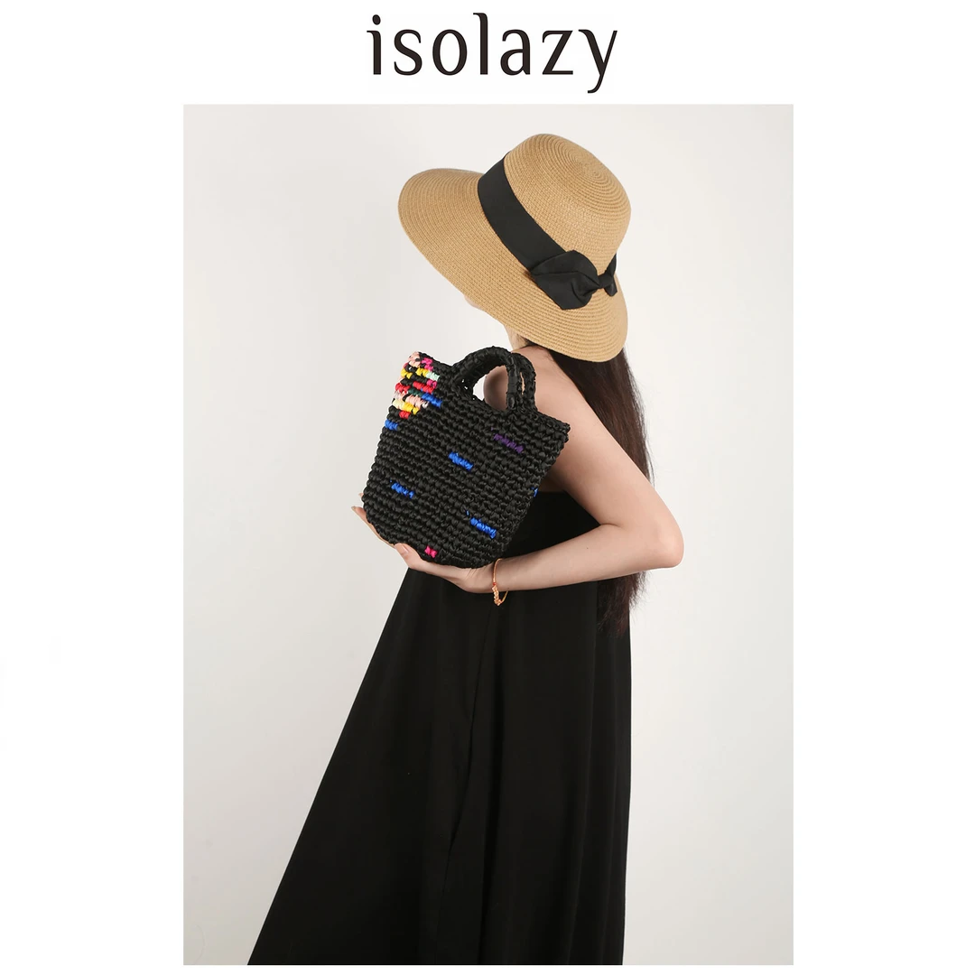 isolazy/小众花园编织绸缎涤纶水桶包大容量斜挎包