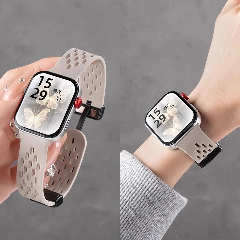 适用华为fit4表带watchfit4pro运动FIT3硅胶替换带腕带磁吸扣配件