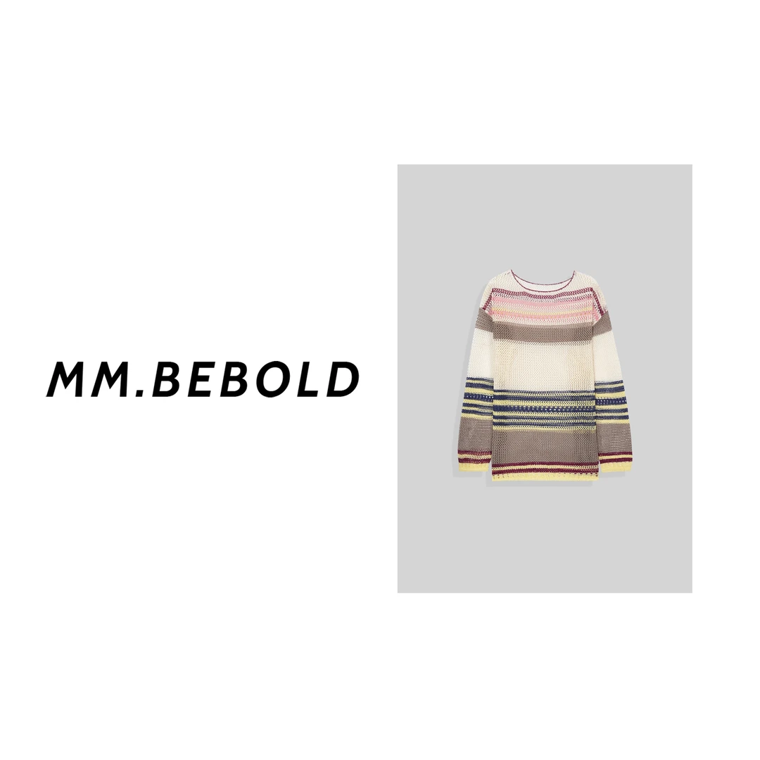 【老刘精选】轻松时光 透气感立体慵懒拼色条纹针织衫MQJ2291