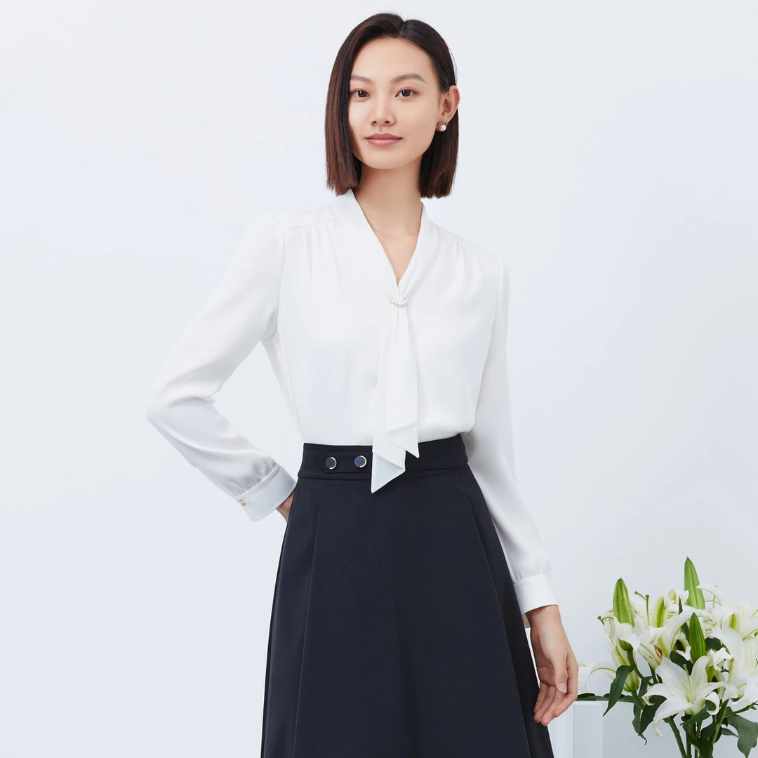 【岚岚专属】【商场同款】博主同款系带领长袖上衣女25年秋冬新款