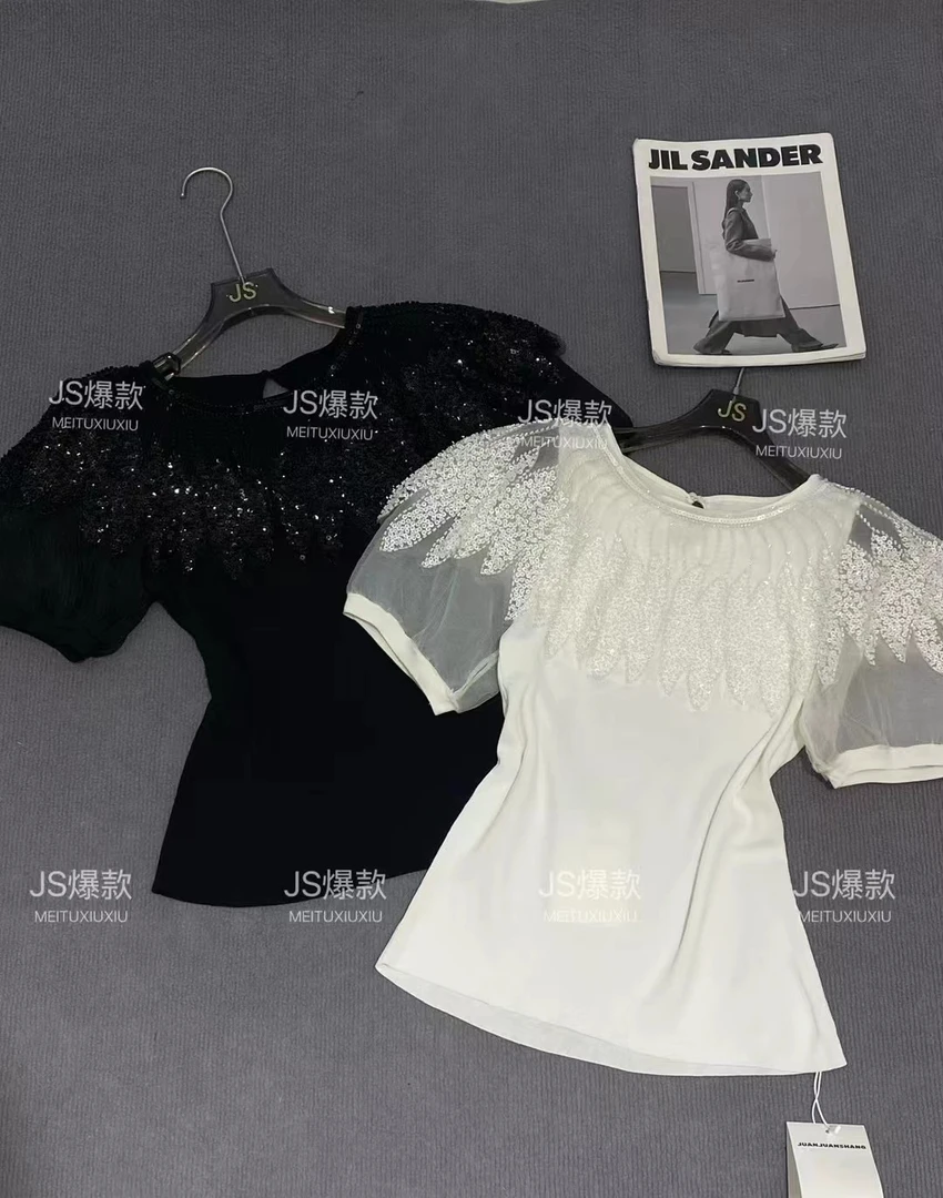 2025夏季时尚百搭针织女装新款洋气减龄短袖针织衫80073