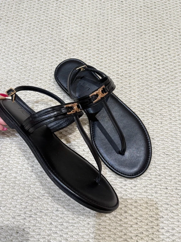 DAMIN/夏季平底小香风夹趾凉鞋露趾罗马鞋