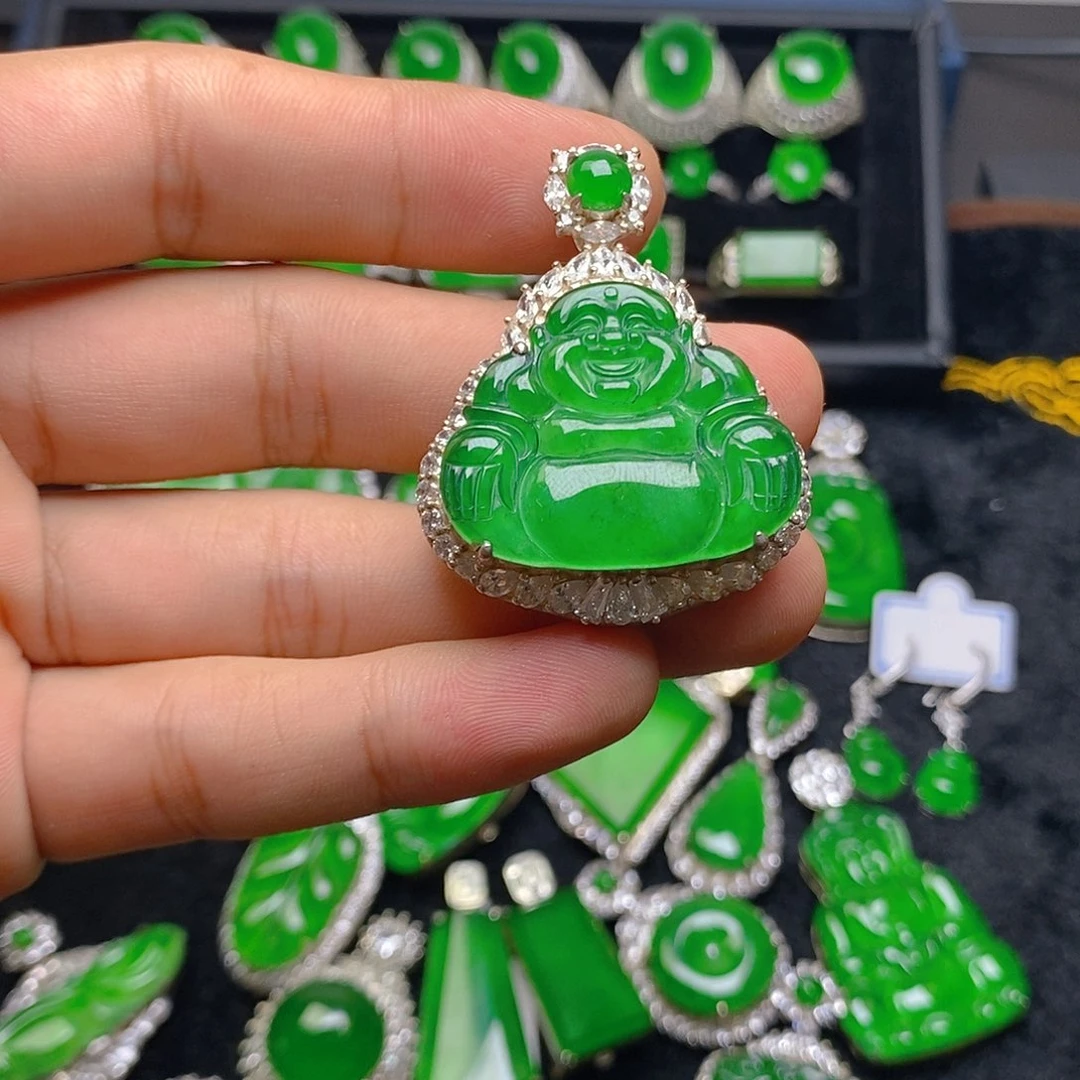 翡翠银S925镶嵌吊坠(赠链)吊坠