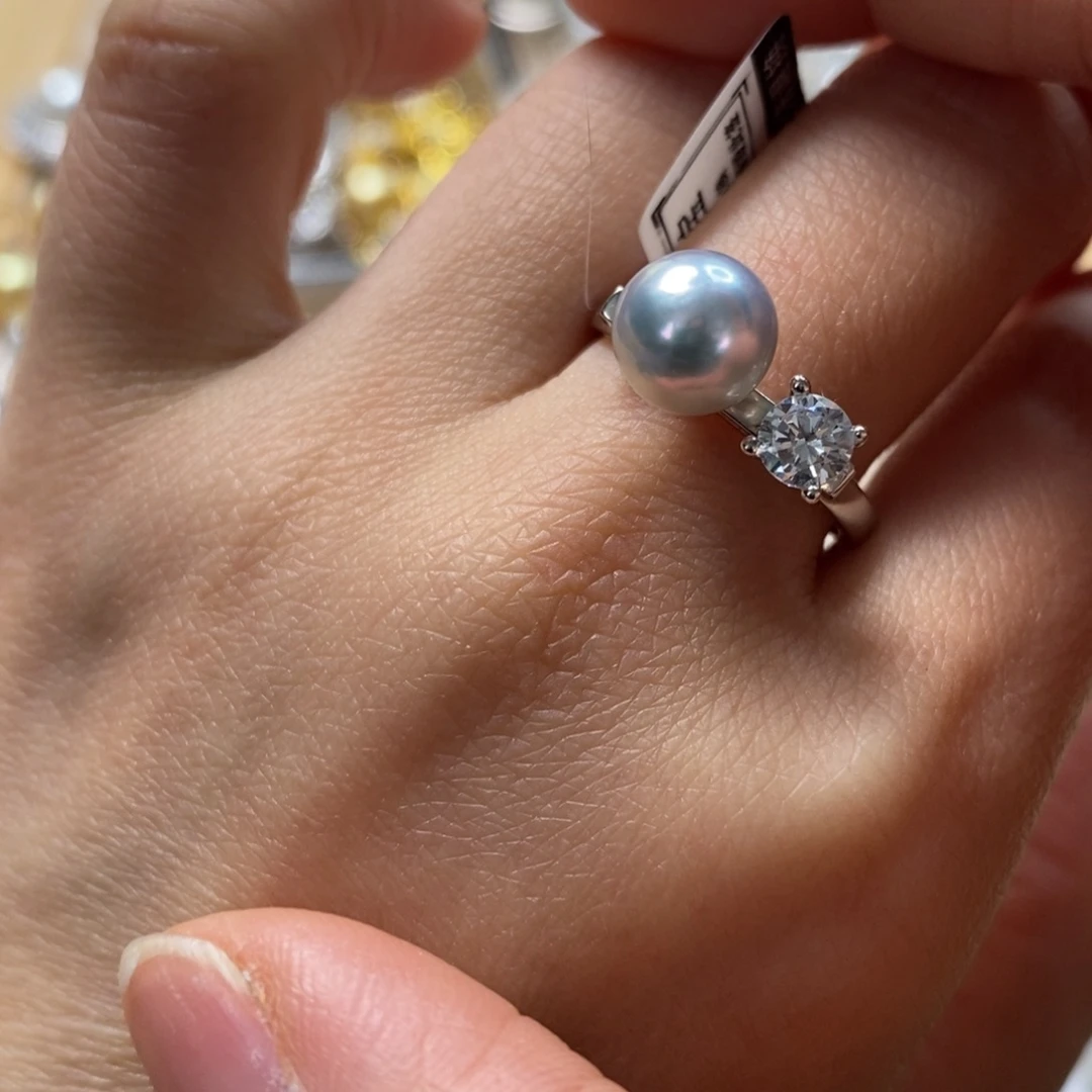 海水珍珠戒指银S925镶嵌