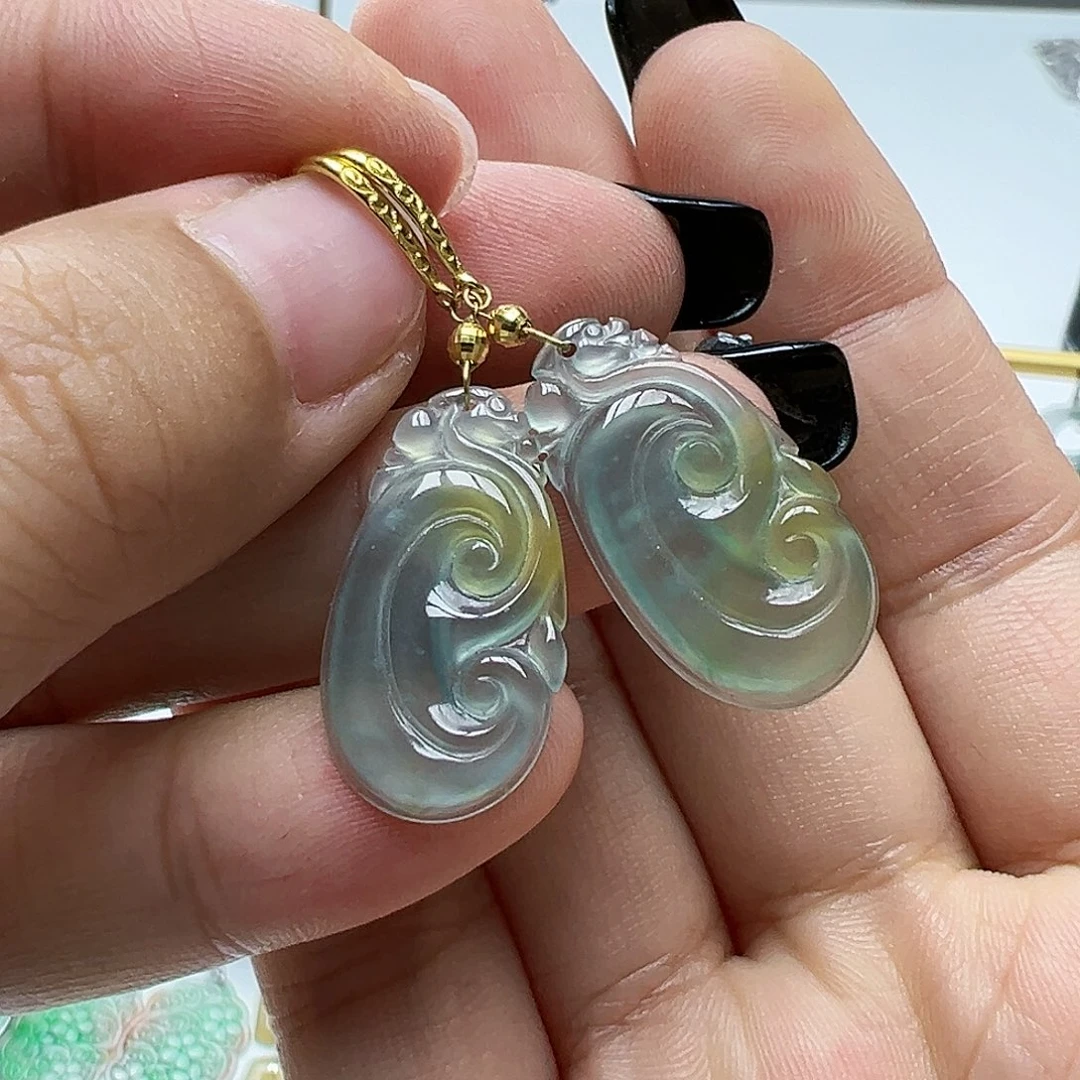 18K金镶嵌翡翠耳饰R****m天然缅甸A货翡翠