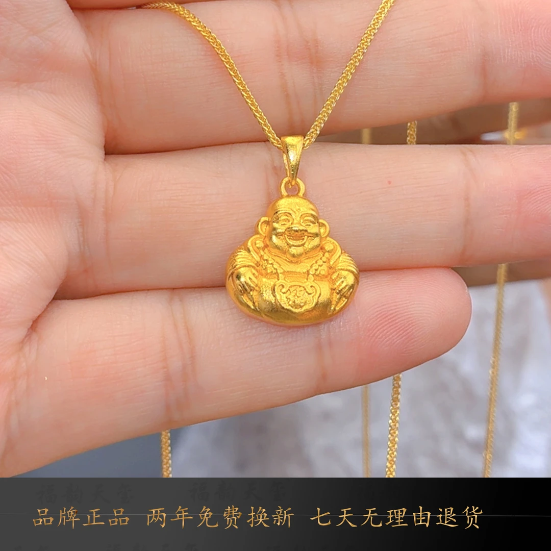 铜合金项链 笑佛金色弥勒佛项链锁骨链饰品精美气质时尚精致轻奢