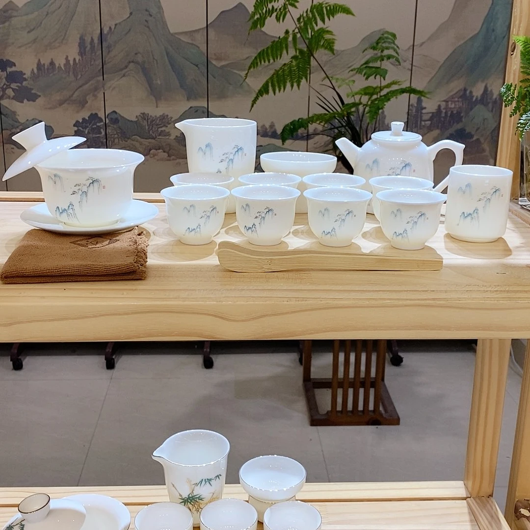【墨城】羊脂玉瓷高山流水16头