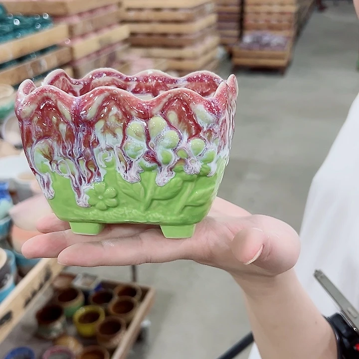 有孔.凑满10元发货多肉陶瓷花盆！
