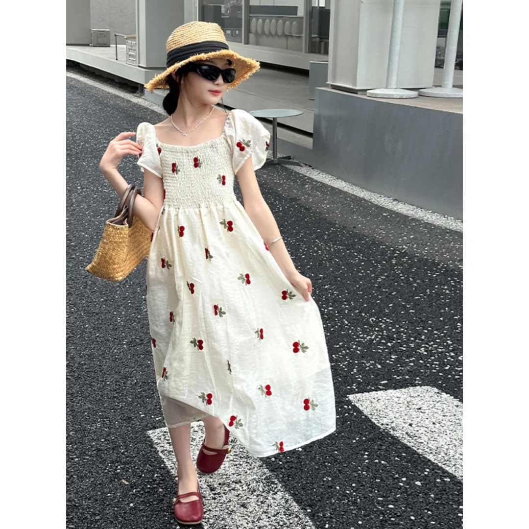 女童短袖度假连衣裙夏季2024新款儿童超仙长裙中大童夏装裙子洋气