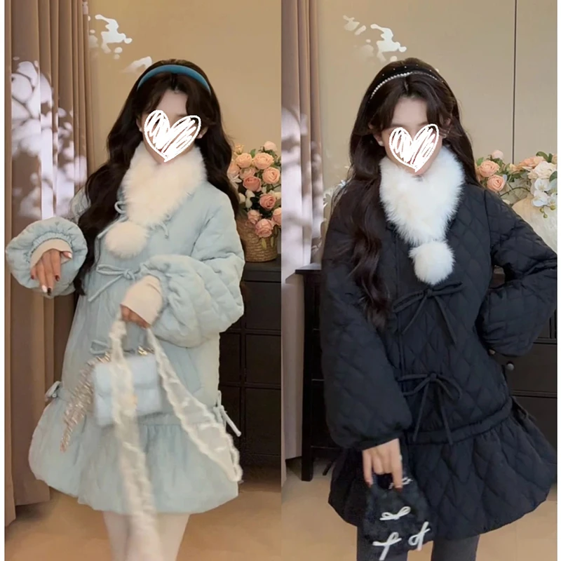 北海情书 女装法式复古新中式收腰蝴蝶结减龄外套冬季保暖上衣