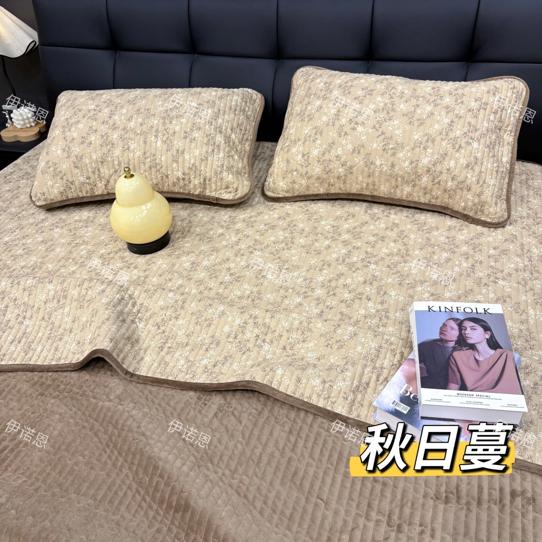 四季双面可用床盖A面水洗纱布B面婴儿绒柔软舒适榻榻米夹棉机洗