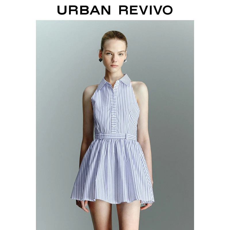 UR2025春季新款女装学院风撞色条纹超短款连衣裙UYU750034