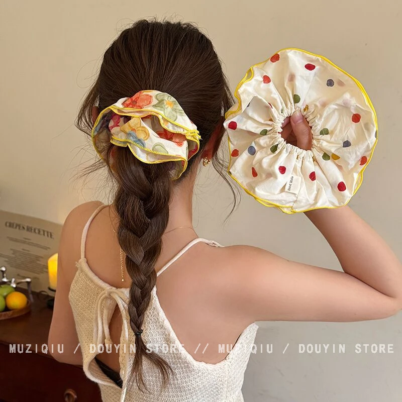 木子秋可爱春日彩绘花朵波点发圈高级感气质时尚甜美扎头发头饰