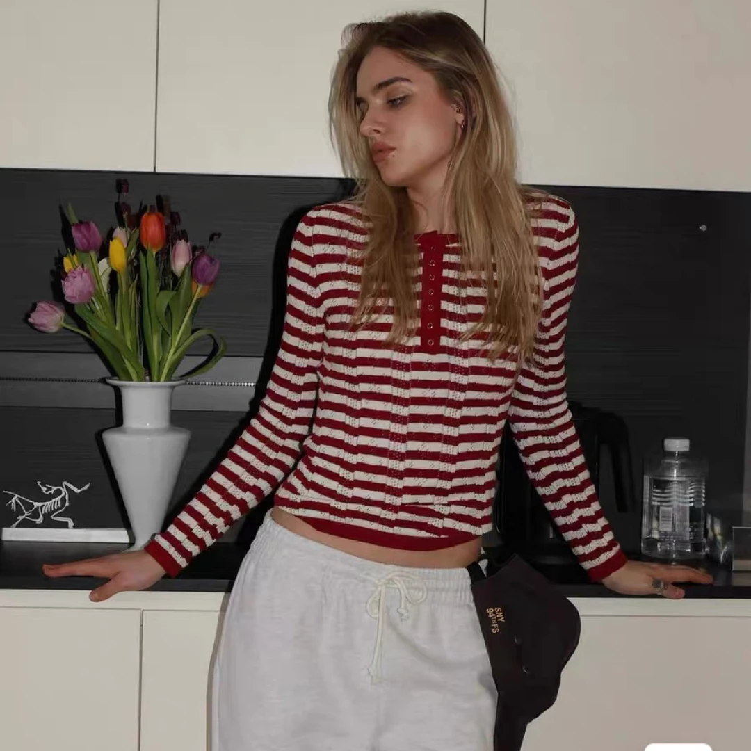 FOT条纹刺绣上衣No退换！（线头掉色等属于正常）