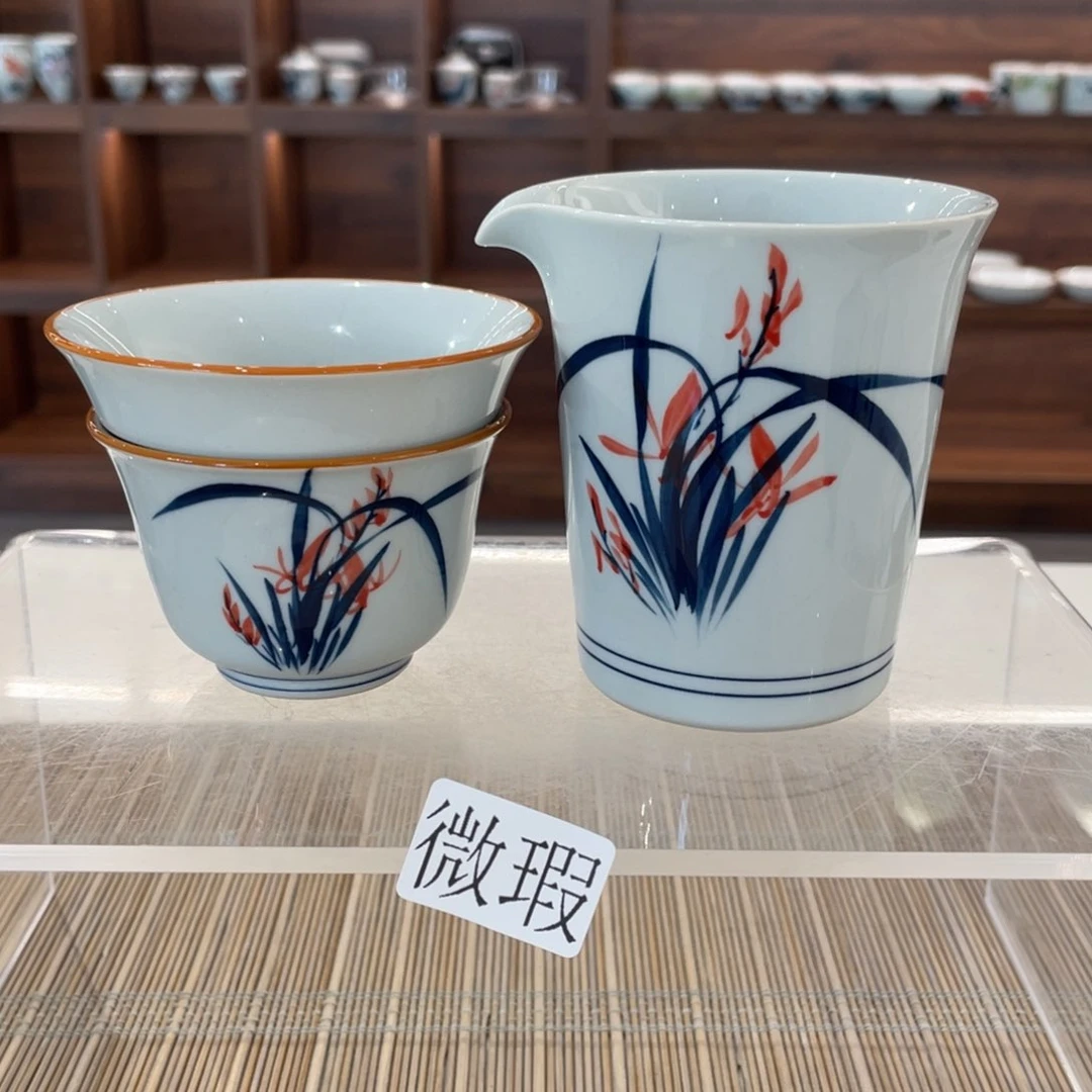 釉下手绘茶具微瑕