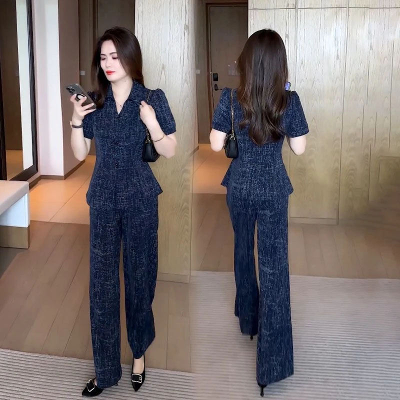 【商城同款冰丝缎散金】夏季爆款套装冰丝镀金2025收腰显瘦高腰套装