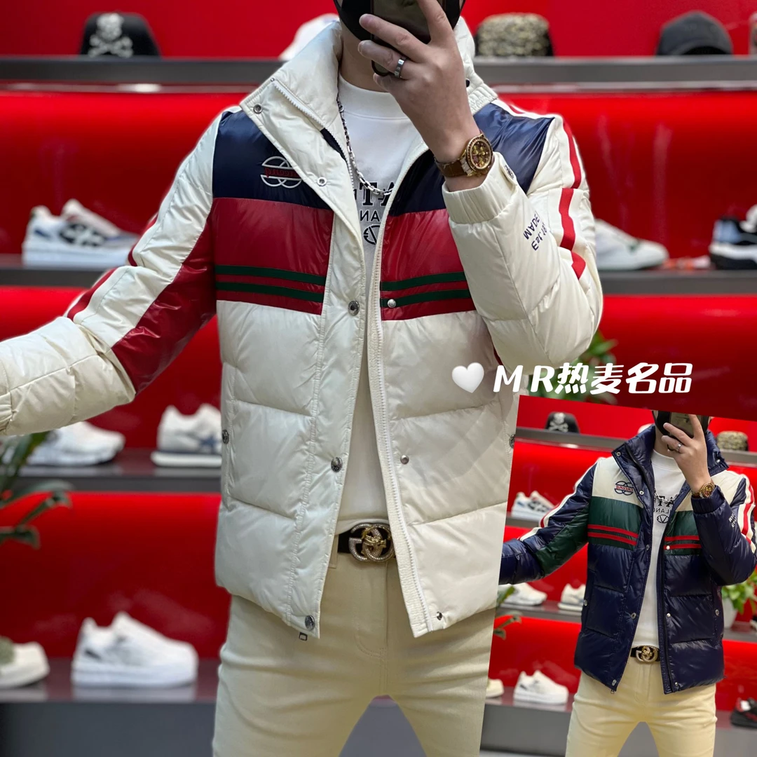 【星欧甄选】2025秋冬羽绒织带拼色时尚款 男士修身高端羽绒外套