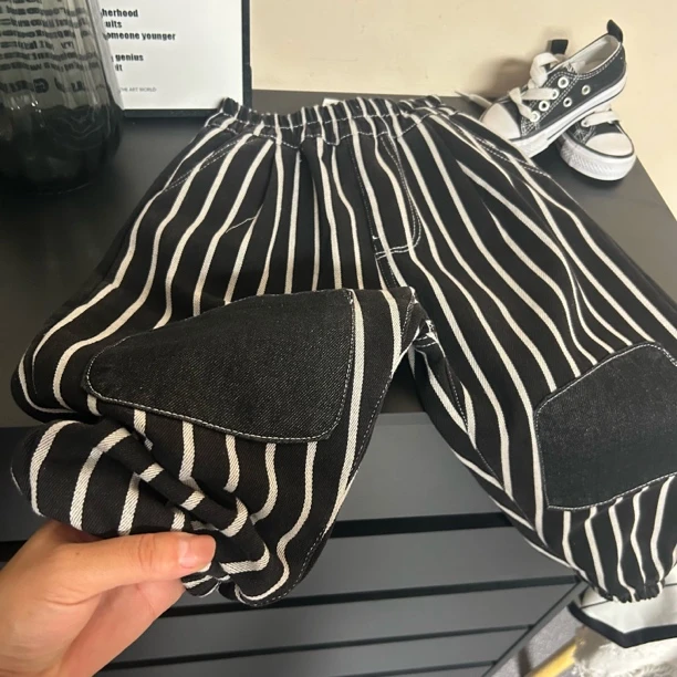 108一体绒牛仔裤休闲条纹男女童冬季