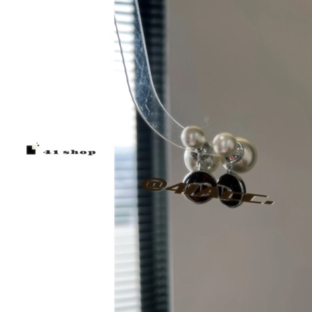 铜合金树脂耳饰 A211 高级感贝珠焦糖色耳钉耳饰