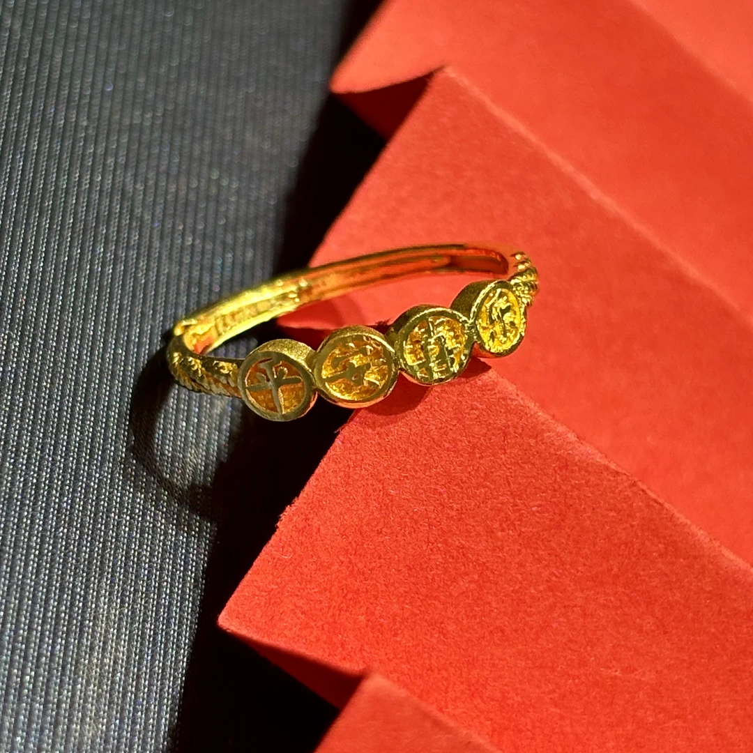 Chow Tai Seng/周大生足金平安喜戒指送女友订婚戒指送礼物