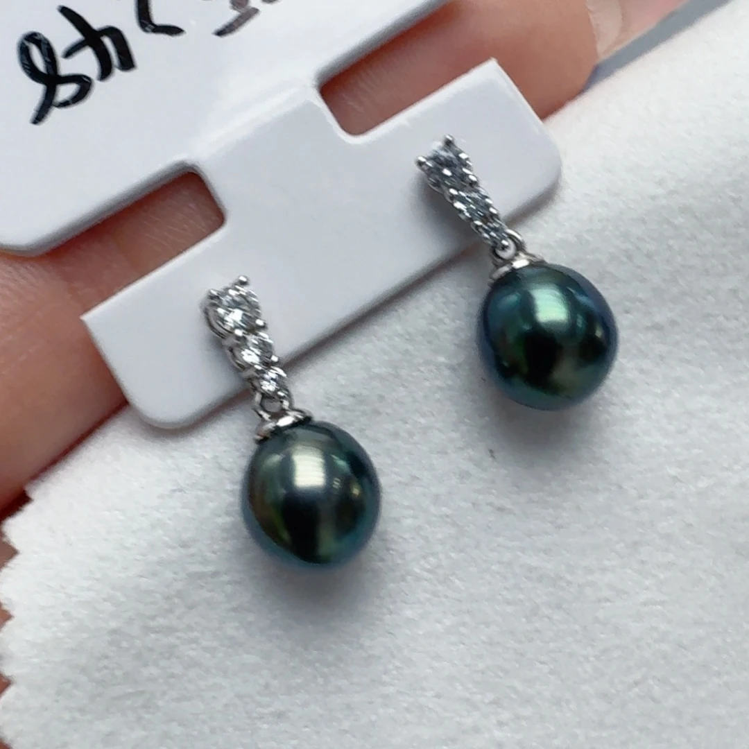 海水珍珠银S925镶嵌耳饰@@he248