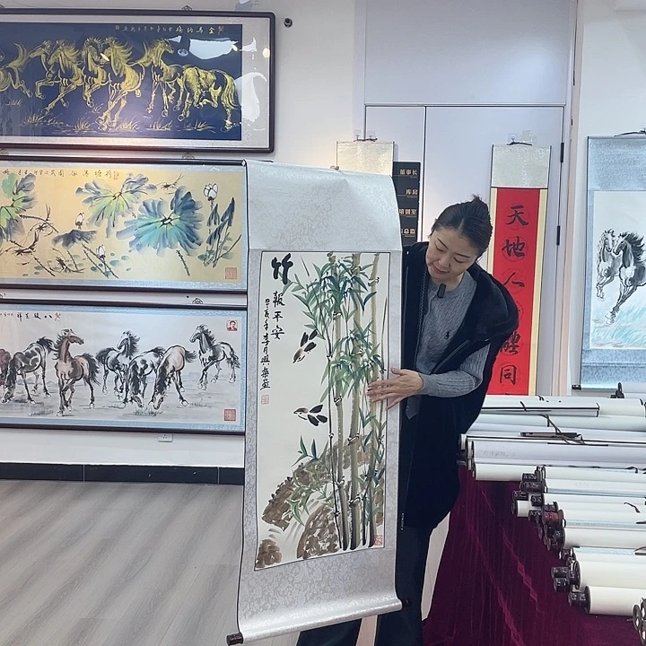 国画竹报平安手绘作品