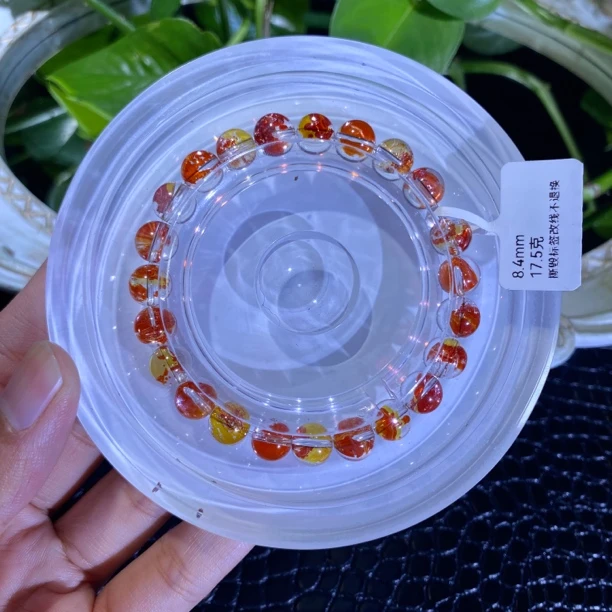 高品锦鲤胶花手串8mm左右水晶手串