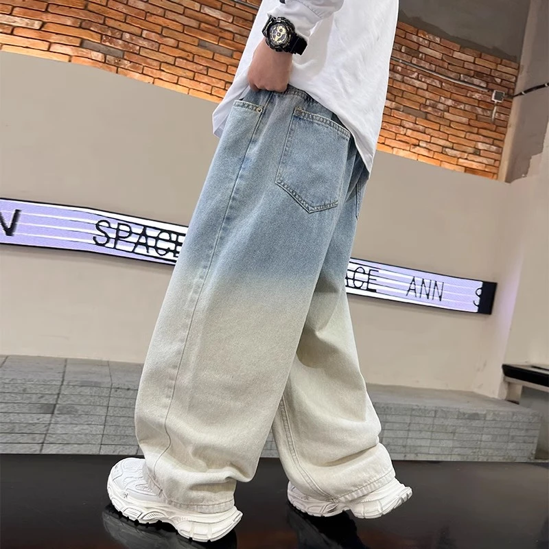 男童春秋款渐变裤子新款春季中大童男孩秋装百搭休闲牛仔裤痞帅潮