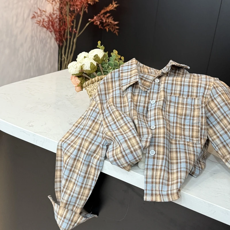 【现货】leomama女童格纹衬衫外套中大童春夏休闲百搭长袖时尚上衣
