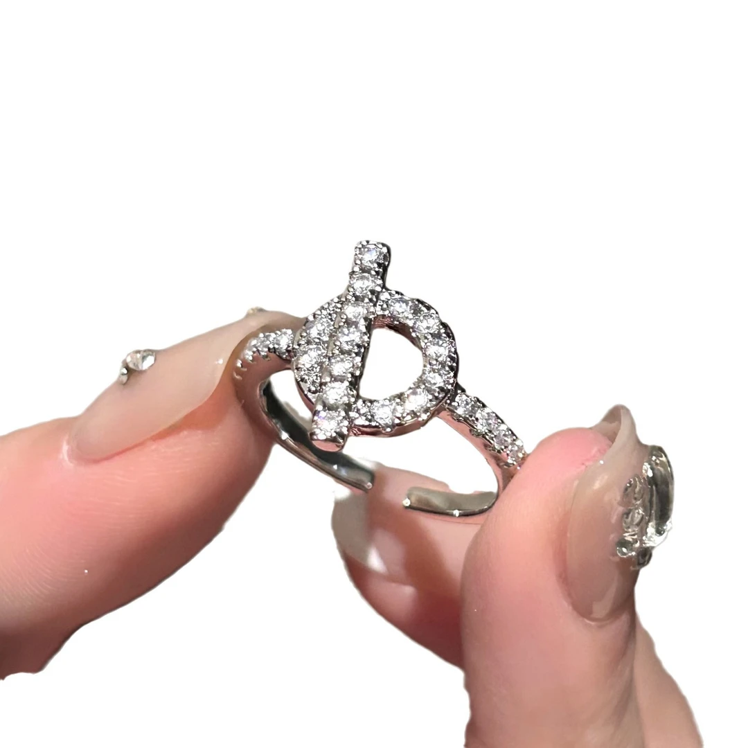 钛钢锆石耳饰 8204-高版精选设计感精致原版戒指