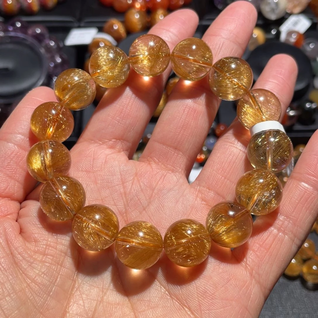 水晶手链未镶嵌发晶手链14mm左右