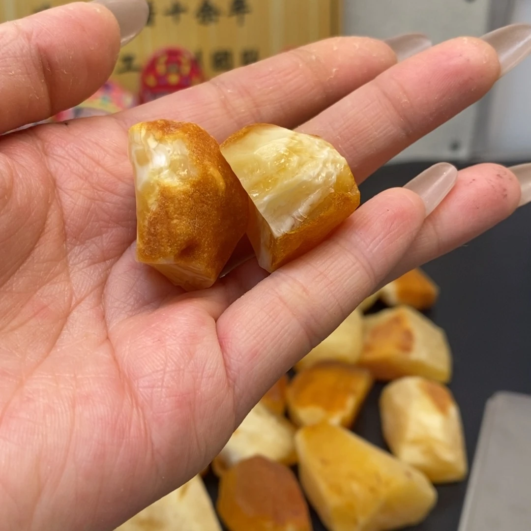 定制琥珀未镶嵌呼**哧纯天然蜜蜡原石定制不退不换