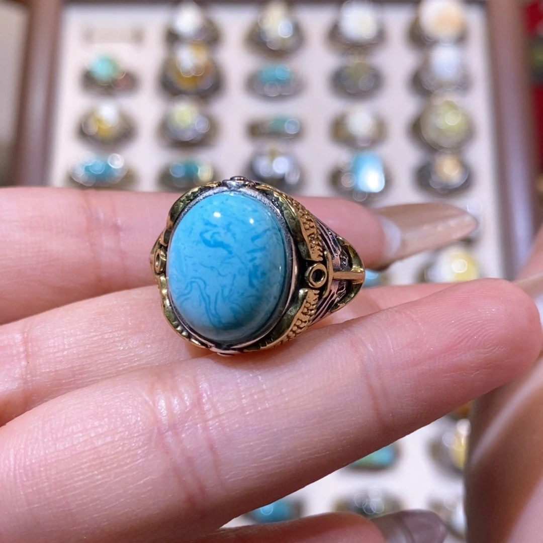 绿松石戒指银S925镶嵌L****看戒指